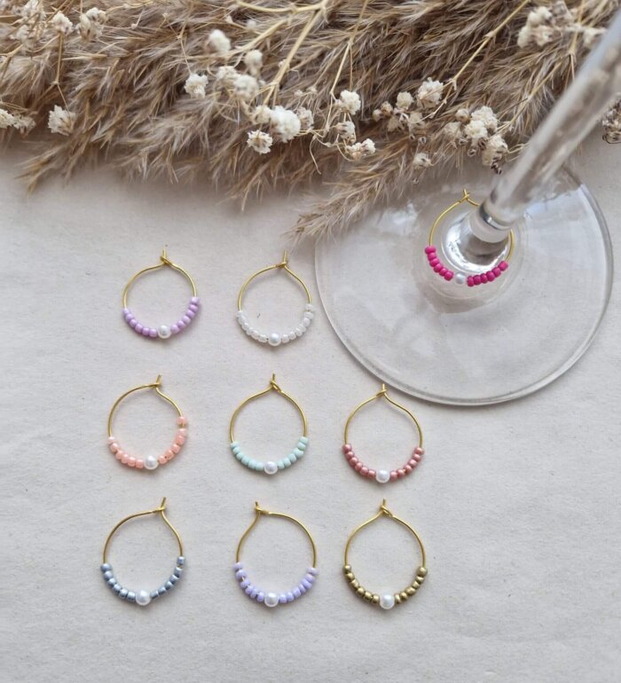 Parel wijnglas markers