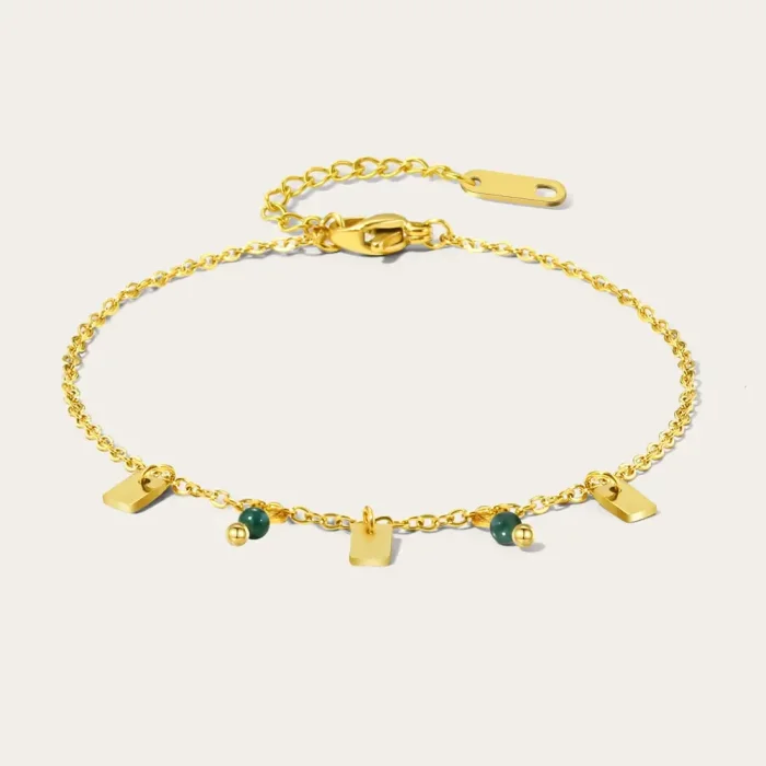 Armband goud groene steen