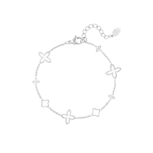 Armband open clover silver
