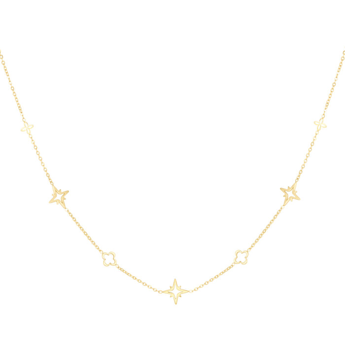 Ketting clover and star gold