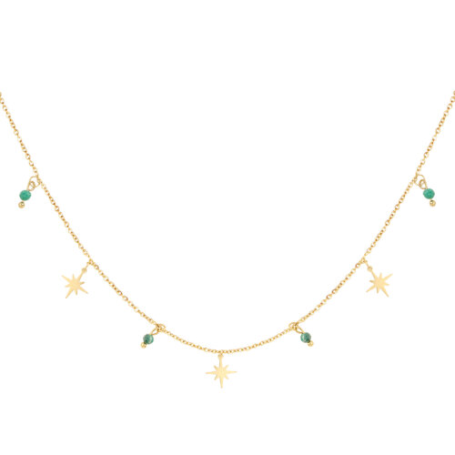 Ketting star and jade goud