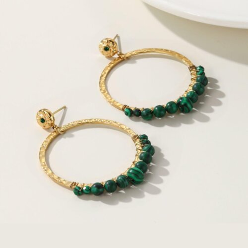 Oorbel green stones