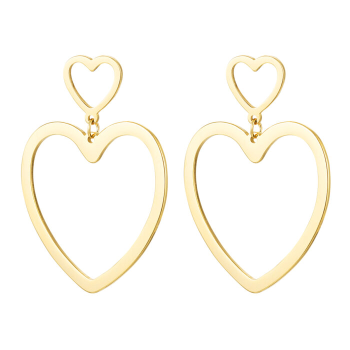 Oorbellen two hearts gold