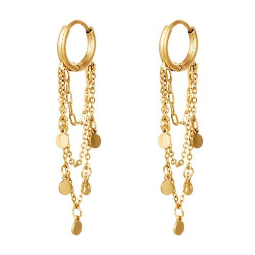 Oorbellen ketting met rondjes goud