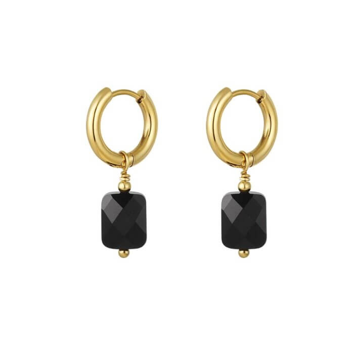 Oorbellen black stone