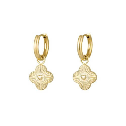 Oorbellen flower heart gold