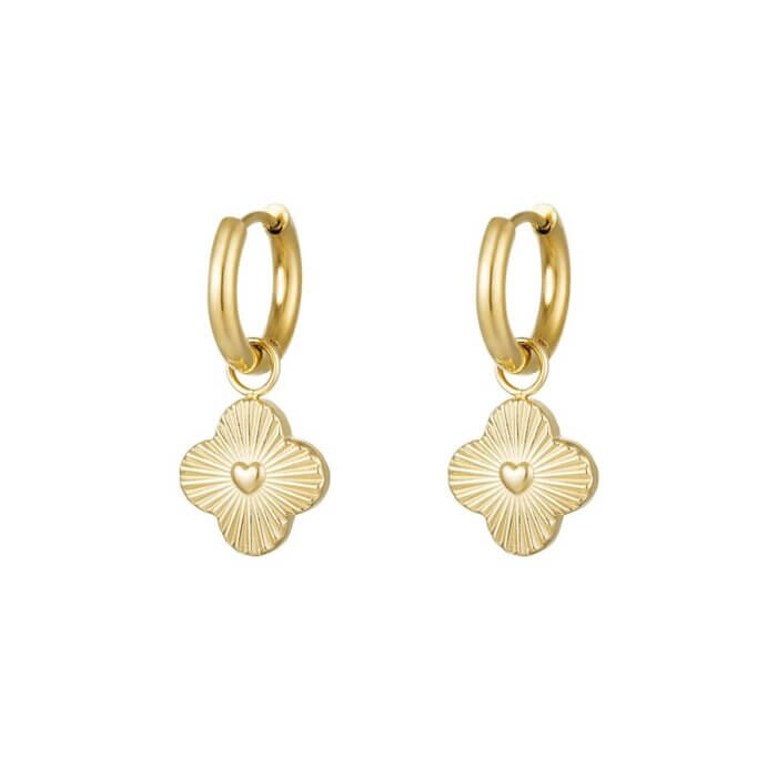 Oorbellen flower heart gold