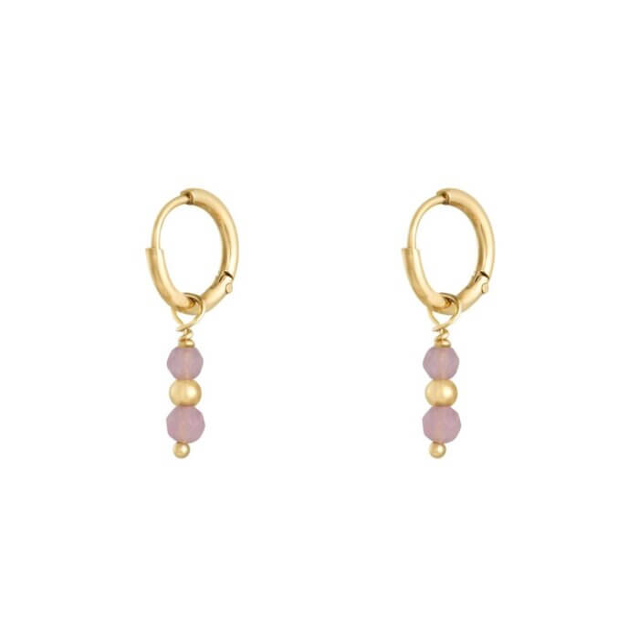 Oorbellen pink 2 stones