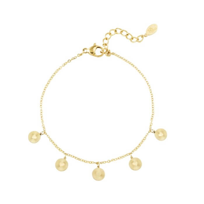 Armbandje hartje goud met coins.