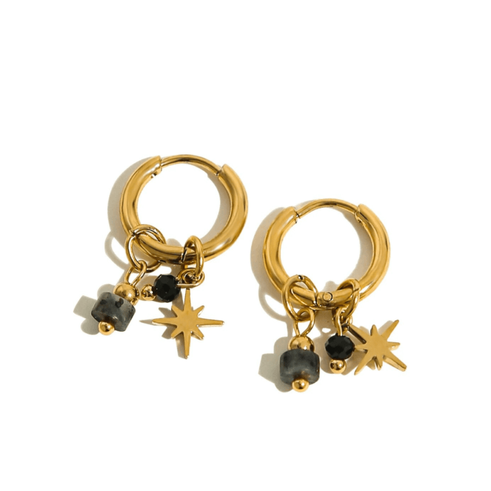 Oorbellen black star goud