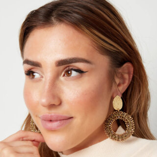 Oorbellen round gold brown