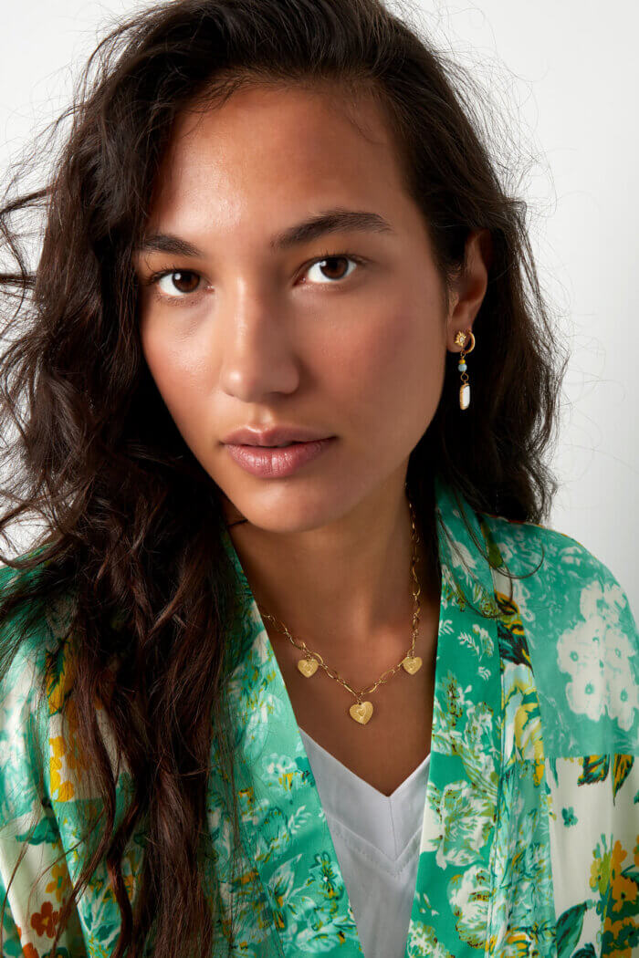 Gouden bedeltjes ketting met hartjes