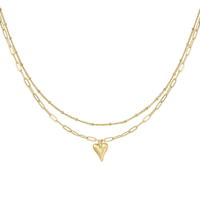 Dubbele ketting goud met hartje