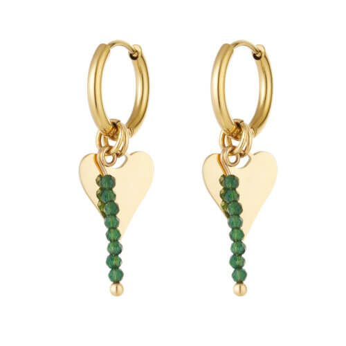 Oorbellen hart goud groen yehwang