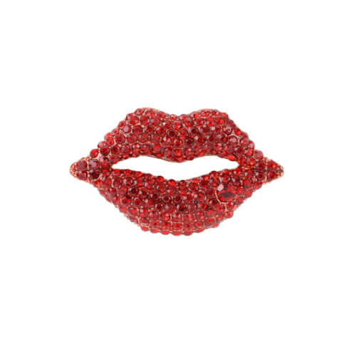Broche, sierspeld rode lippen