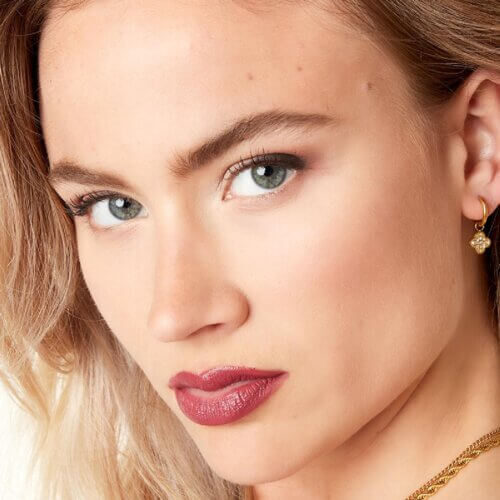 Oorbellen clover strass goud