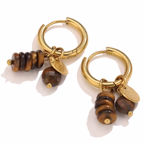 Oorbellen brown goud