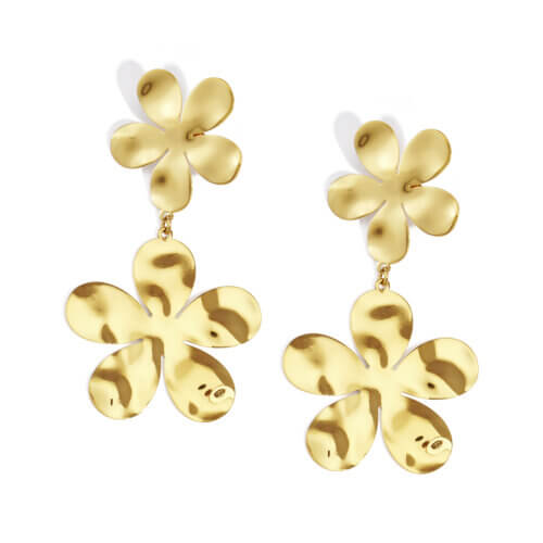 Oorbellen bloemen goud statement XSIERA