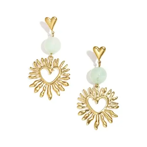 Oorbellen statement green heart